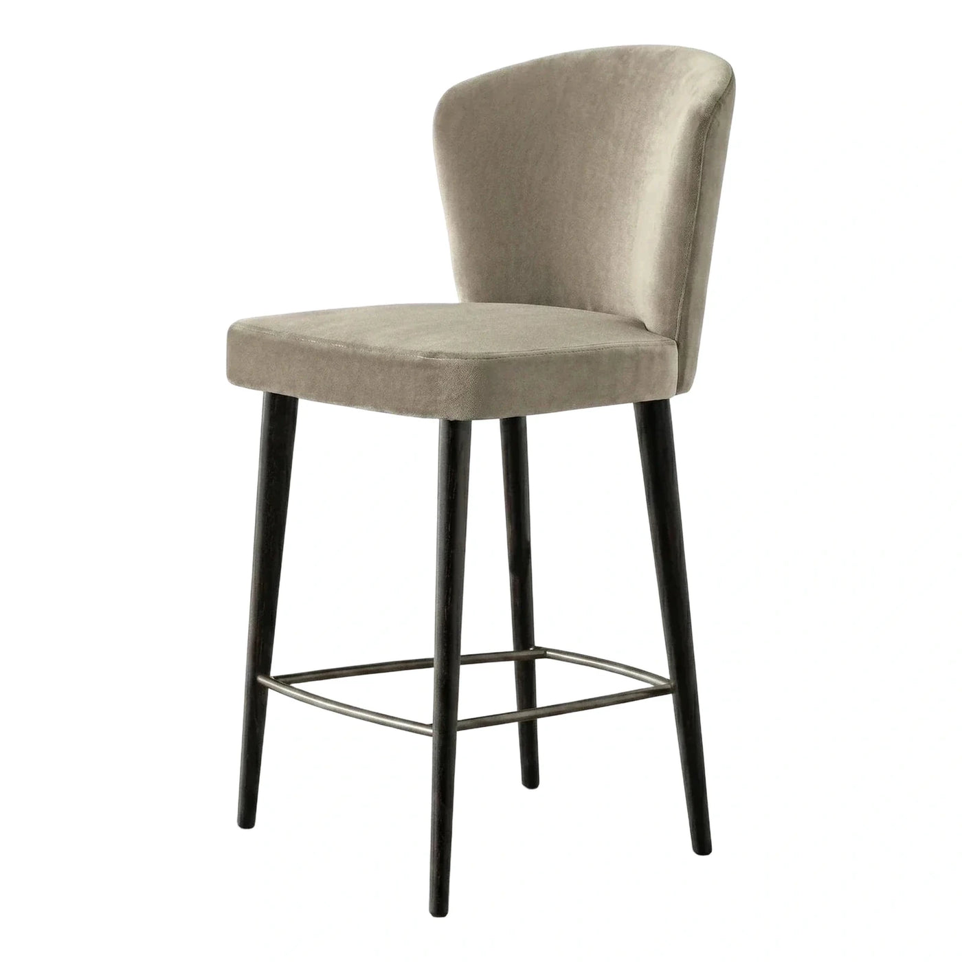 Modern Upholstered Bar Stool with Dark Wood Legs