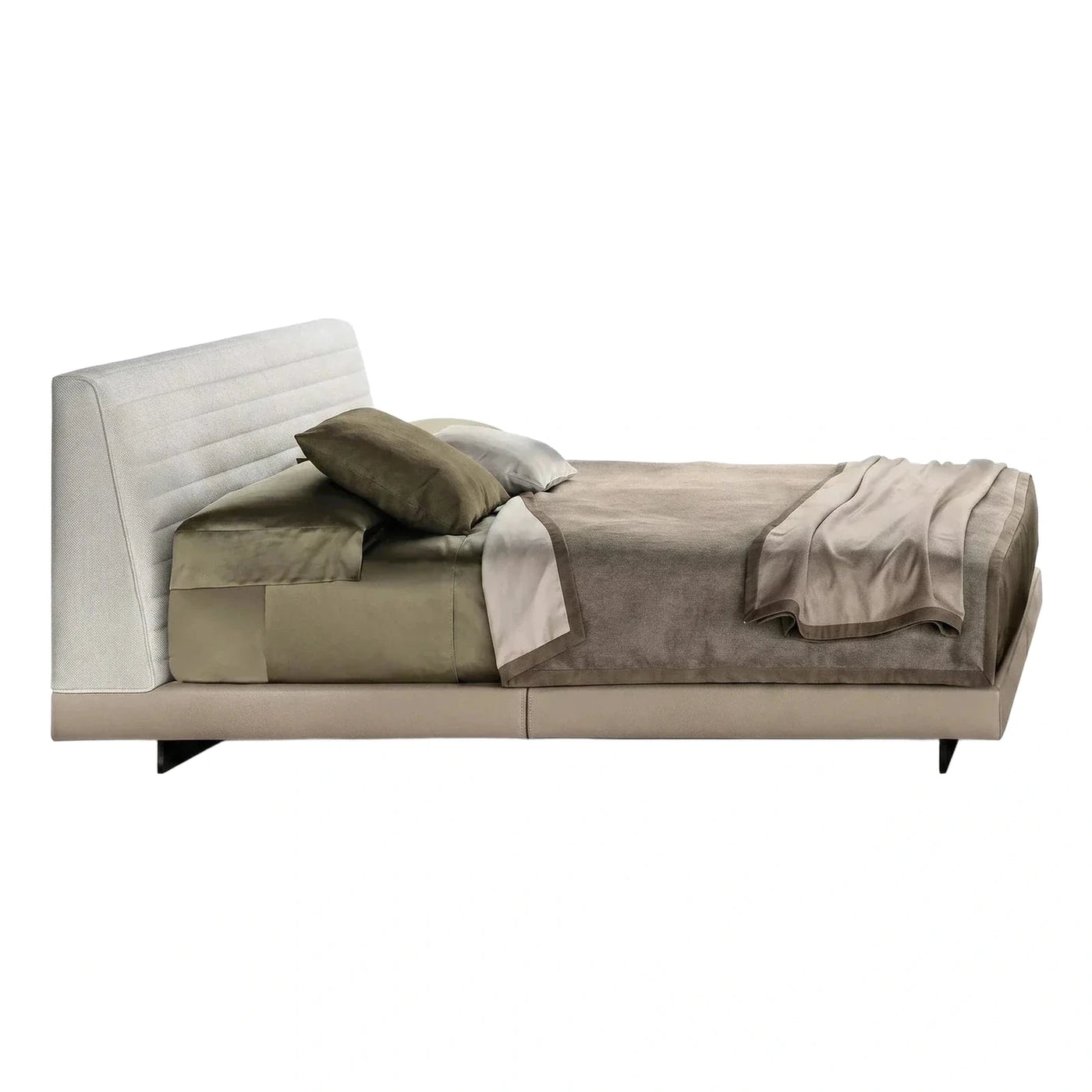 Modern Upholstered Platform Bed with Channel Tufted Headboard