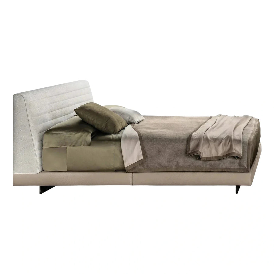 Modern Upholstered Platform Bed with Channel Tufted Headboard