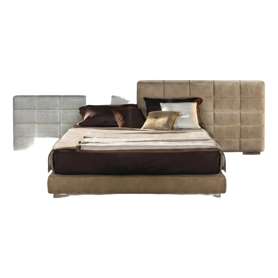 Modern Asymmetrical Tufted Upholstered Platform Bed Frame
