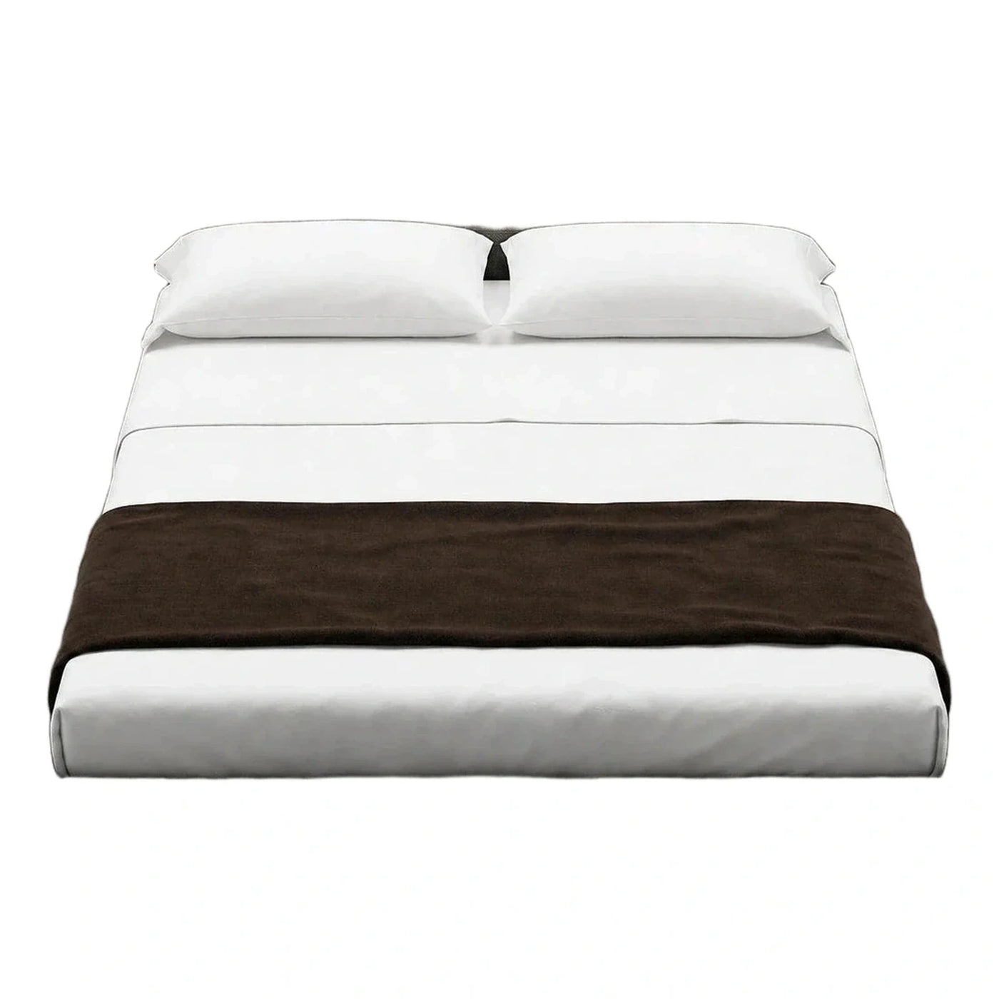 Modern Grey Upholstered Platform Bed with Integrated Shelf