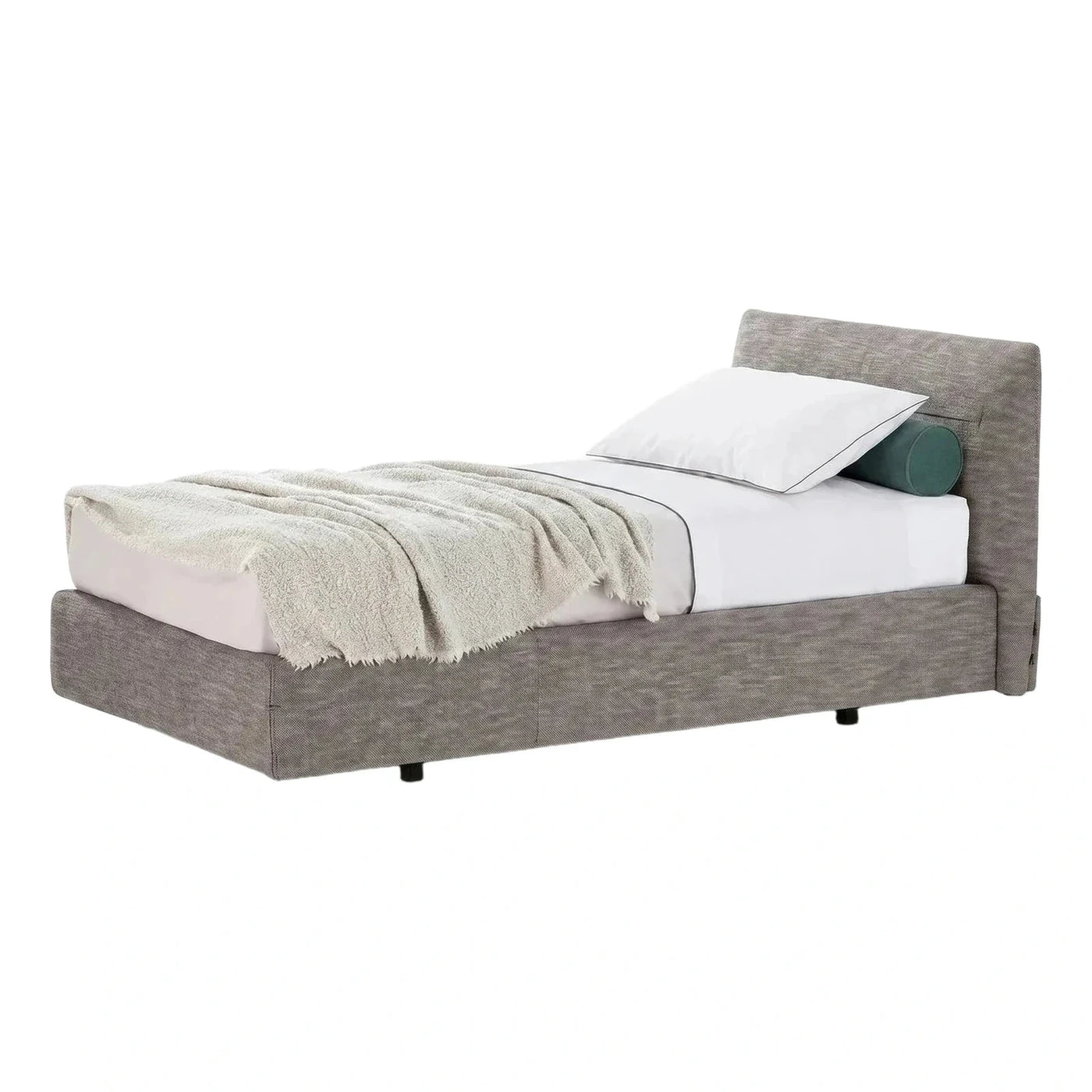 Modern Grey Upholstered Platform Bed Frame
