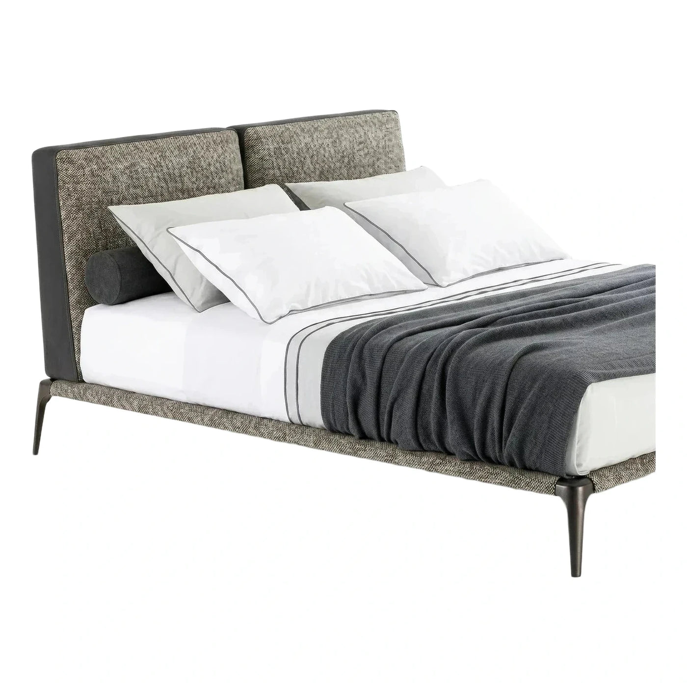 Modern Upholstered Platform Bed with Split Headboard