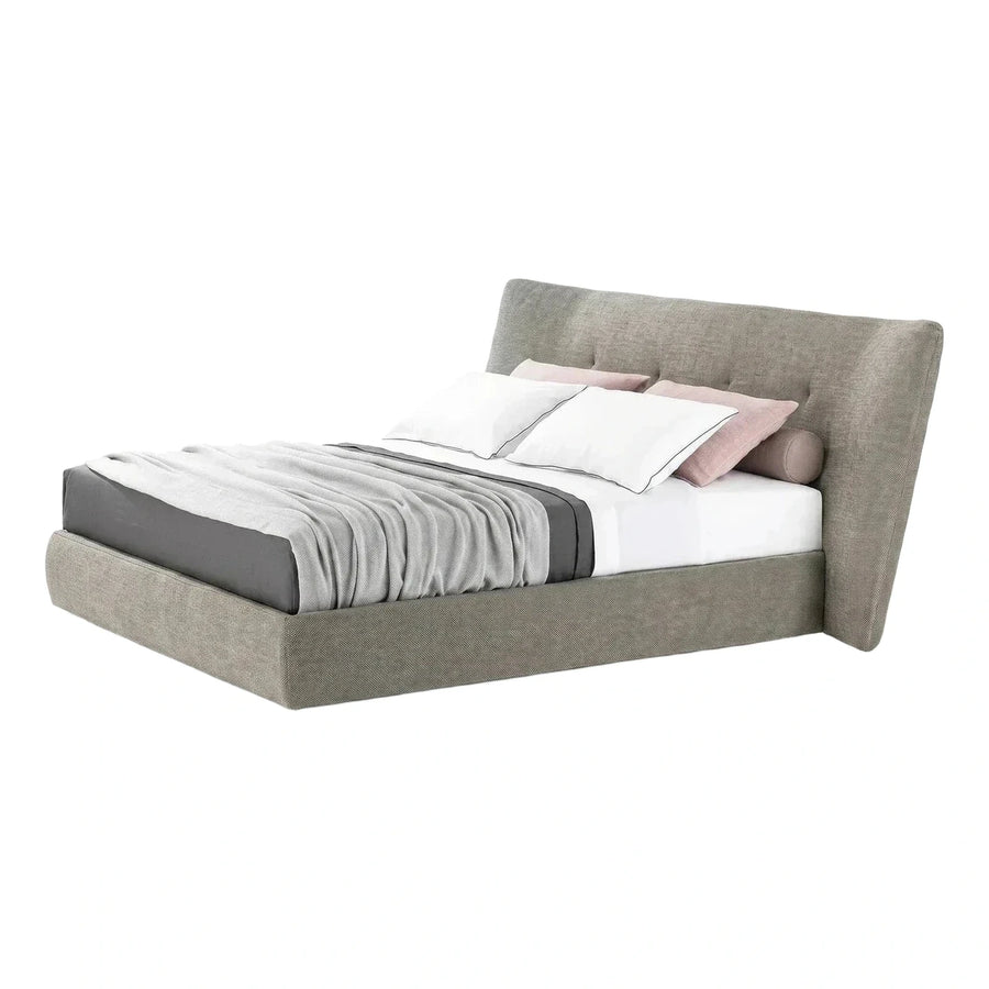 Modern Grey Upholstered Platform Bed Frame