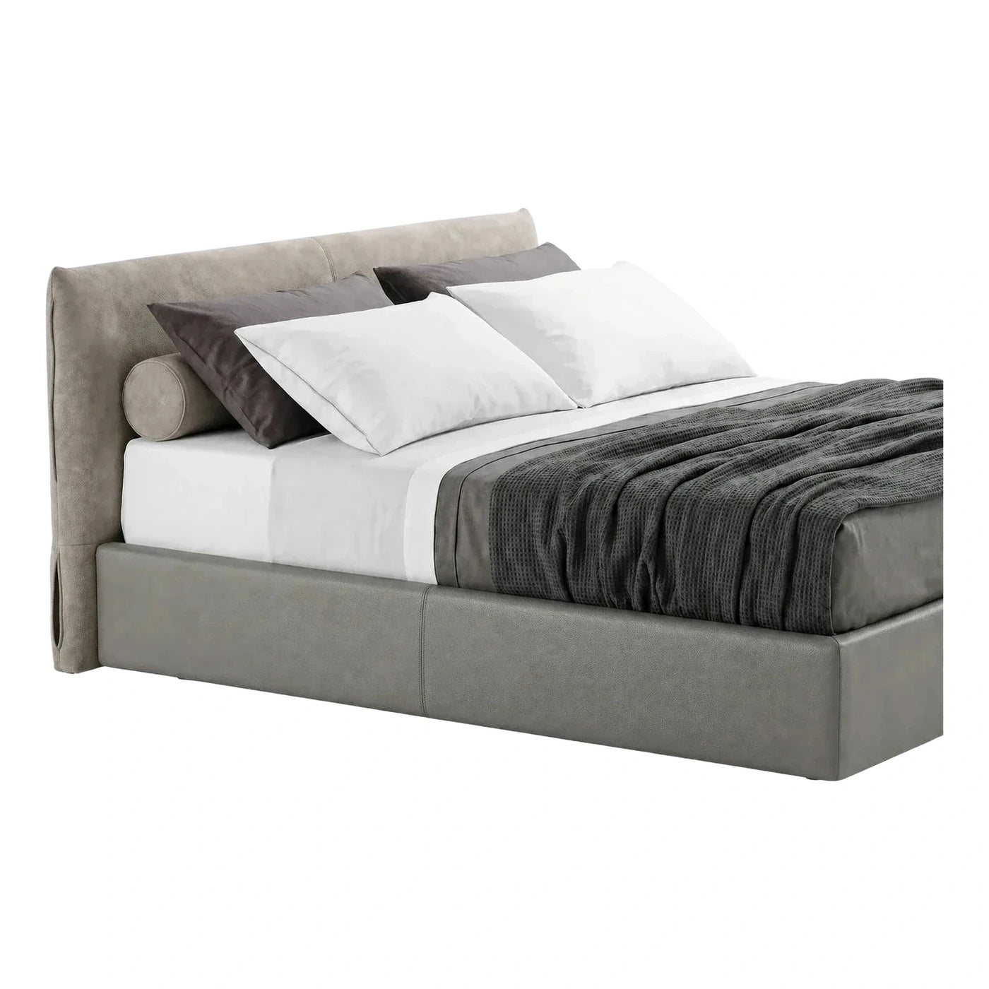 Modern Upholstered Platform Bed with Tall Headboard