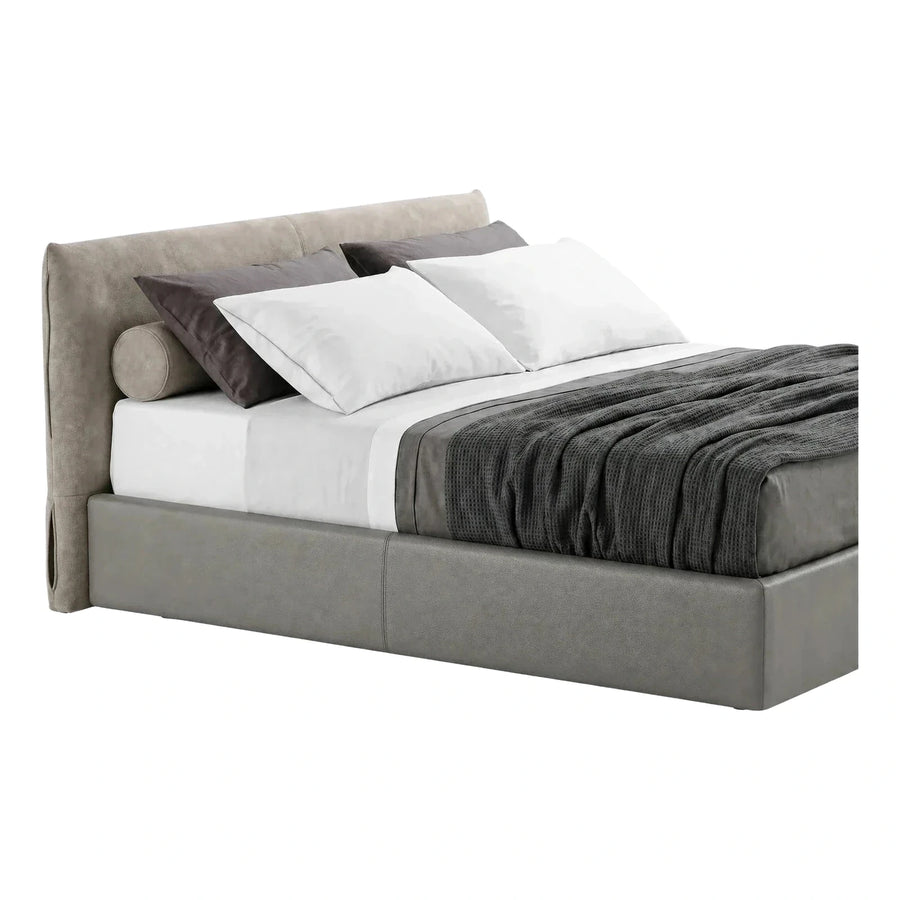 Modern Upholstered Platform Bed with Tall Headboard