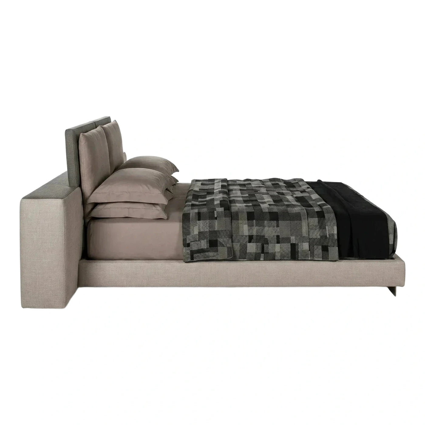 Modern Upholstered Platform Bed with Split Headboard