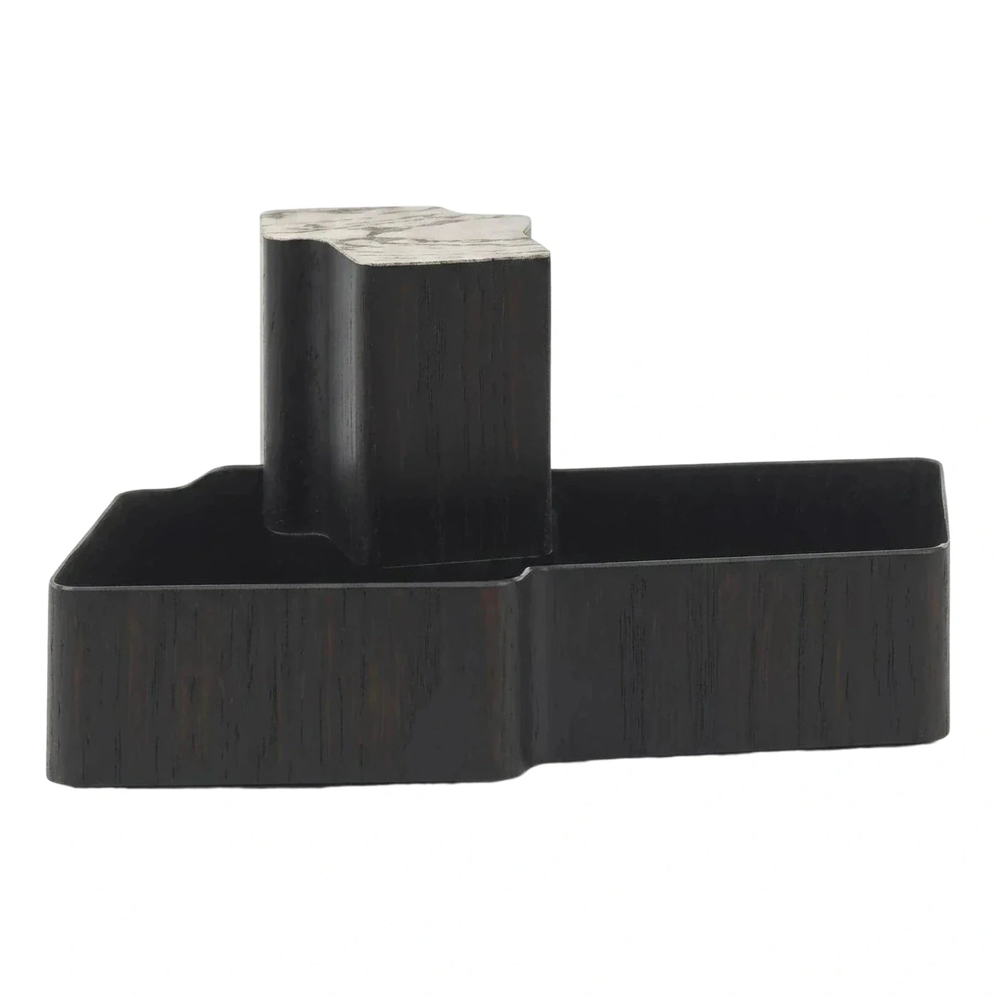 Dark Wood Desk Organizer with Marble Top