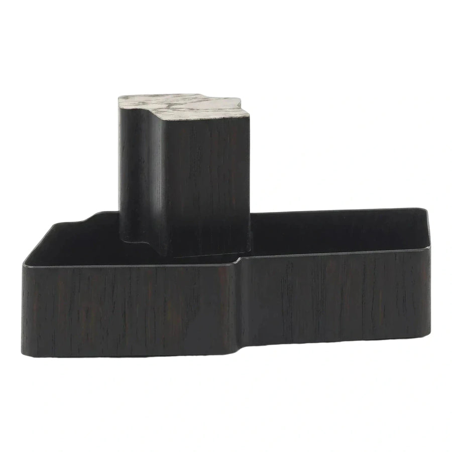 Dark Wood Desk Organizer with Marble Top