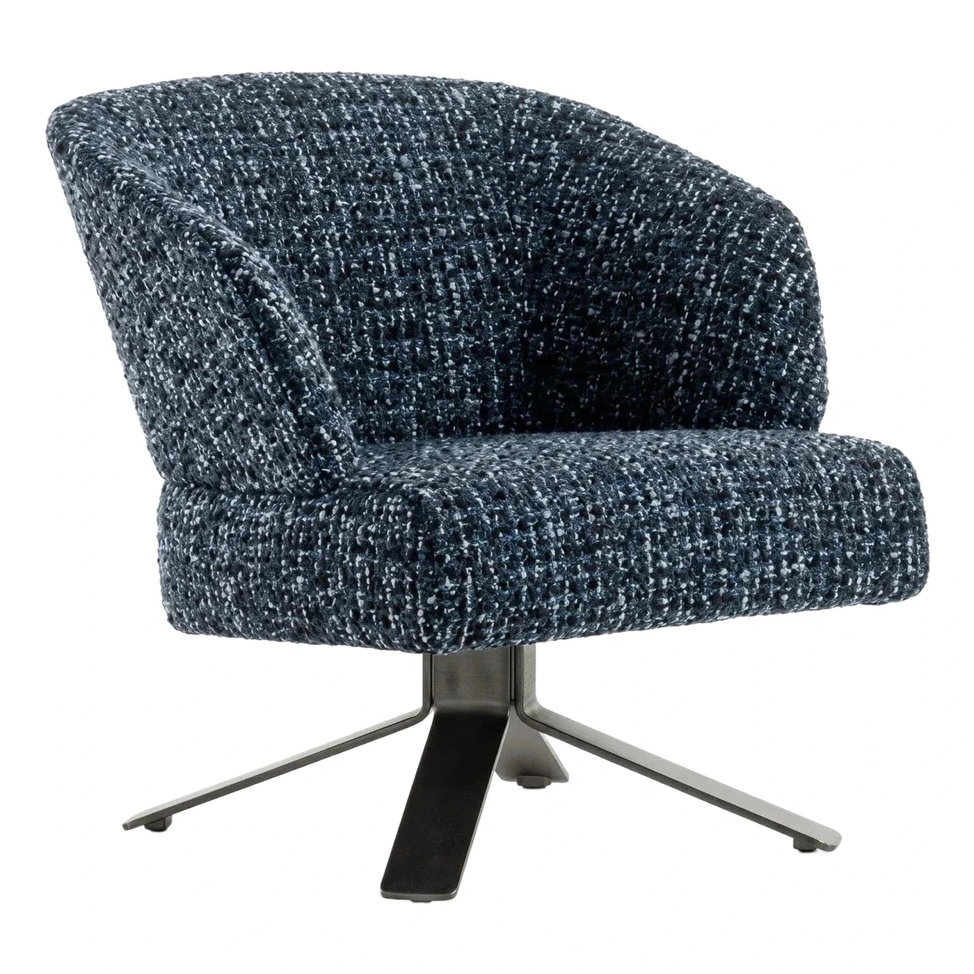 Blue Speckled Boucle Swivel Lounge Chair