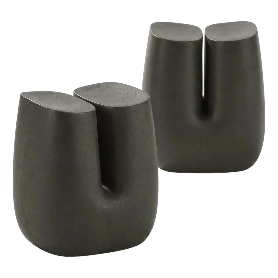 Modern U-Shaped Matte Black Stool