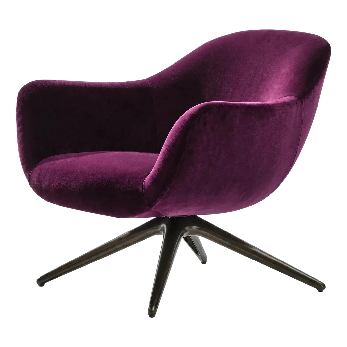 Modern Purple Velvet Swivel Armchair with Star Base
