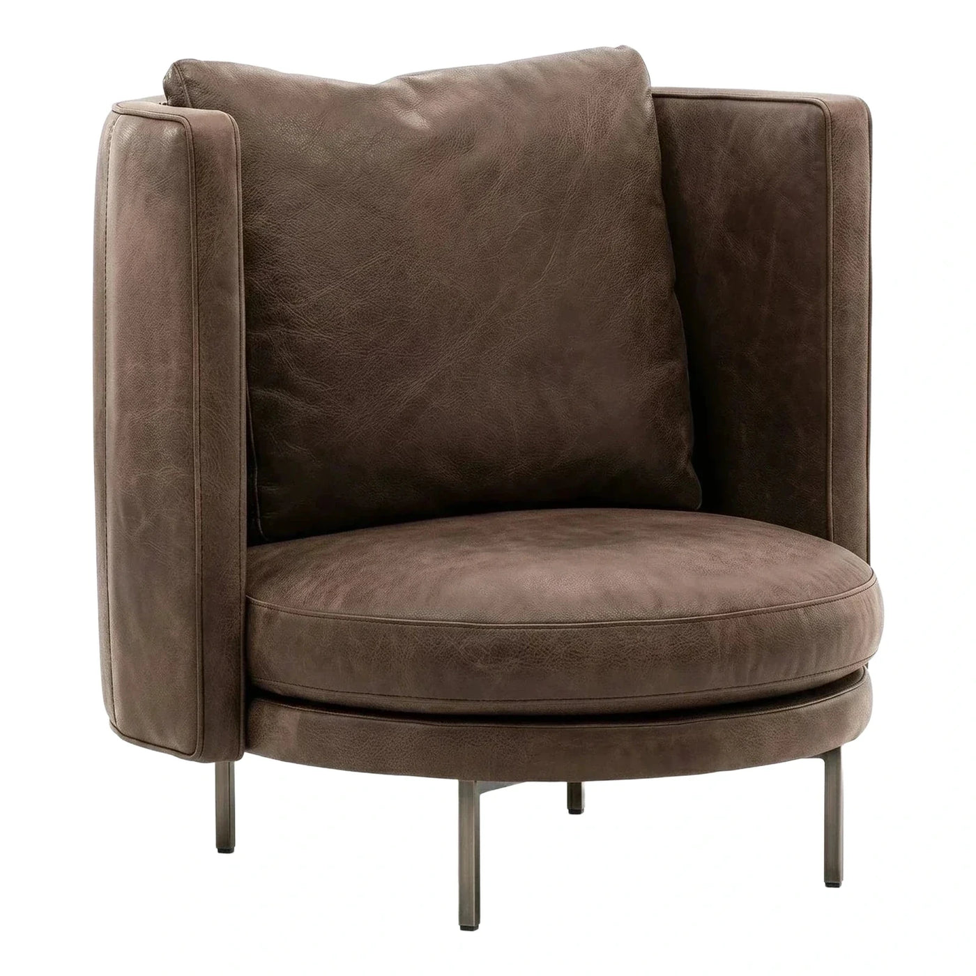 Brown Leather High Back Armchair