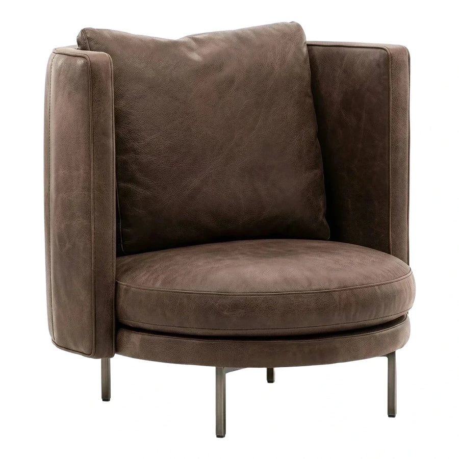 Brown Leather High Back Armchair