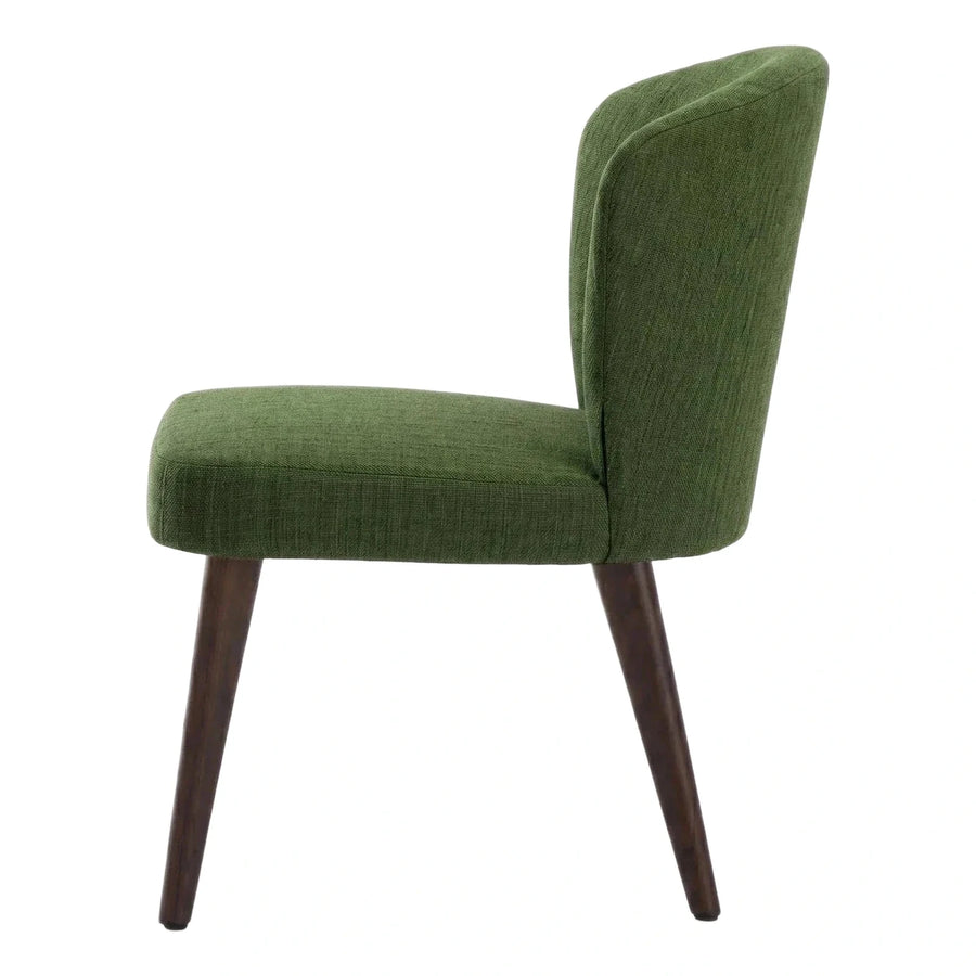 Modern Green Upholstered Dining Chair with Wood Legs