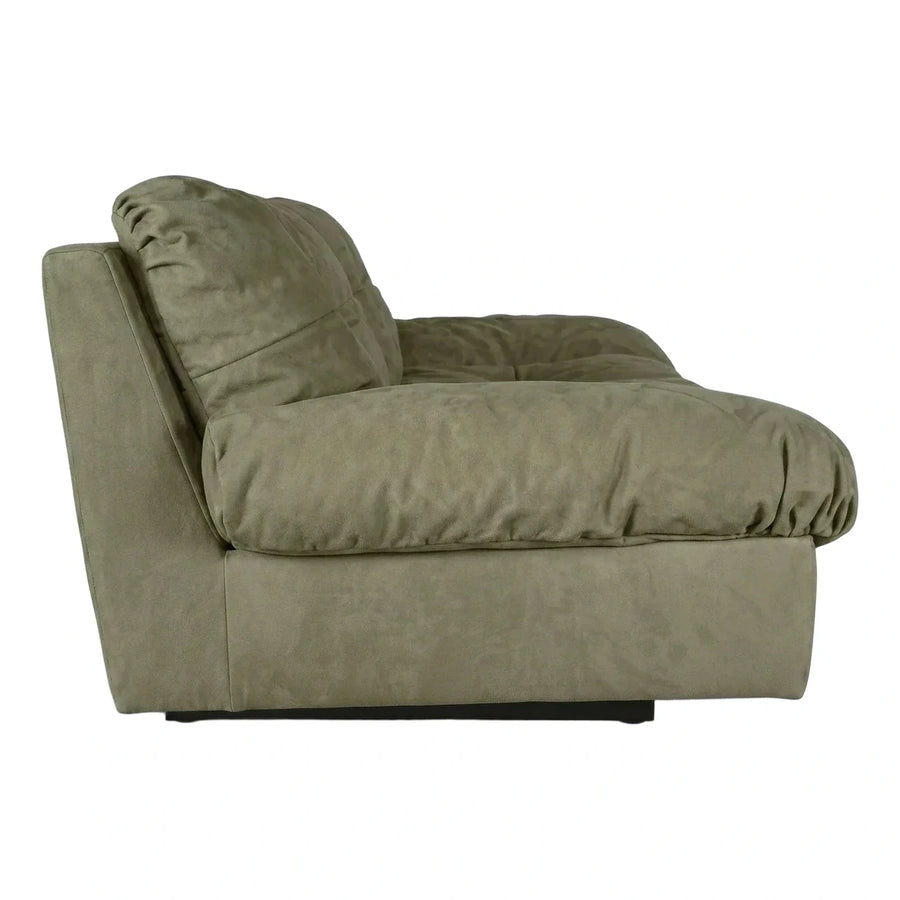 Modern Olive Green Plush Fabric Lounge Chair