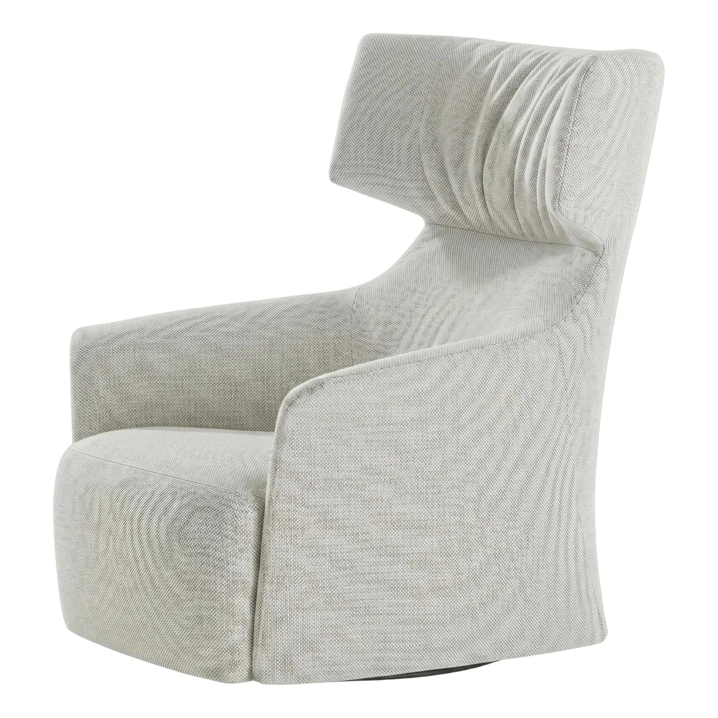 Modern Light Grey Textured Lounge Chair with Pleated Back