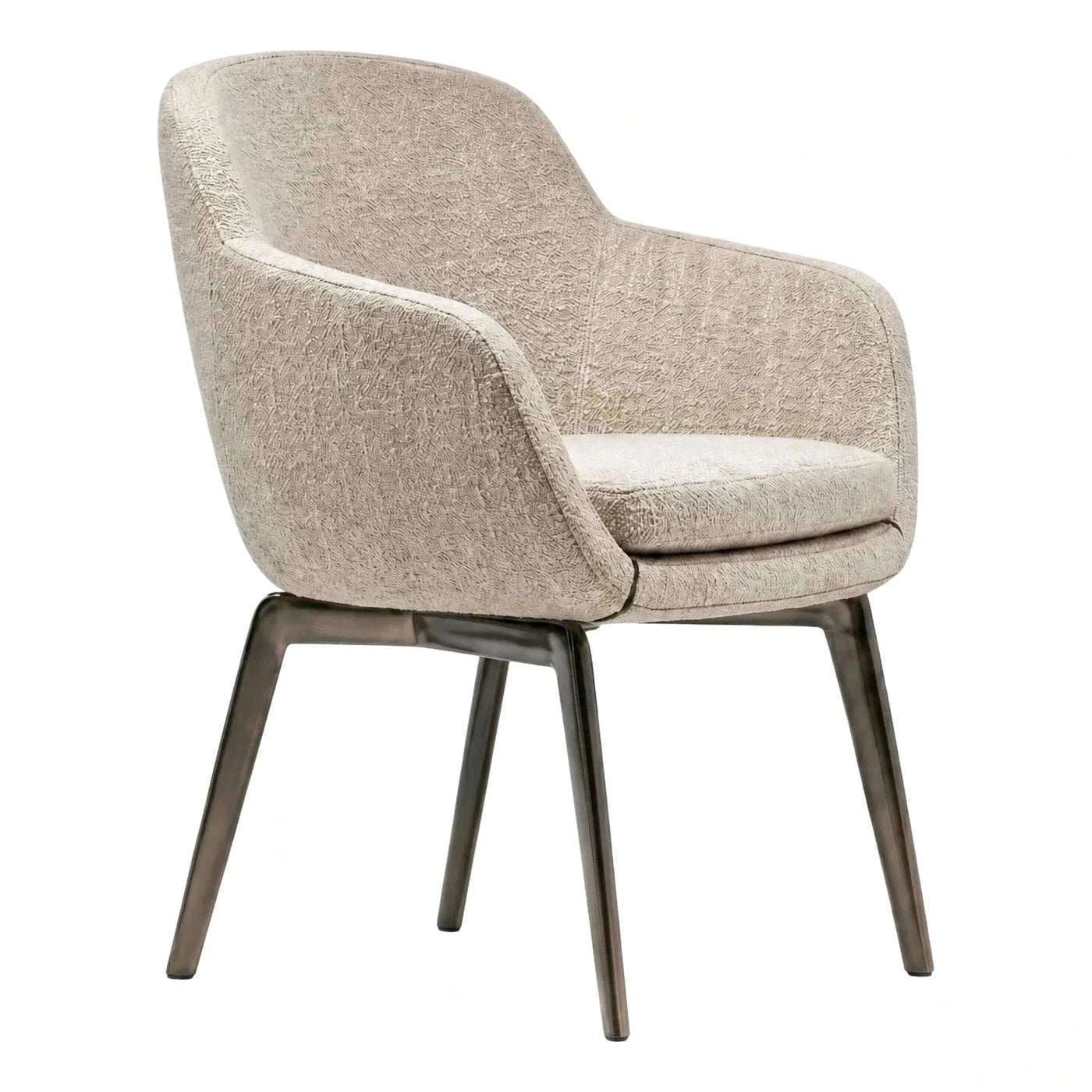 Modern Beige Boucle Armchair with Dark Tapered Legs