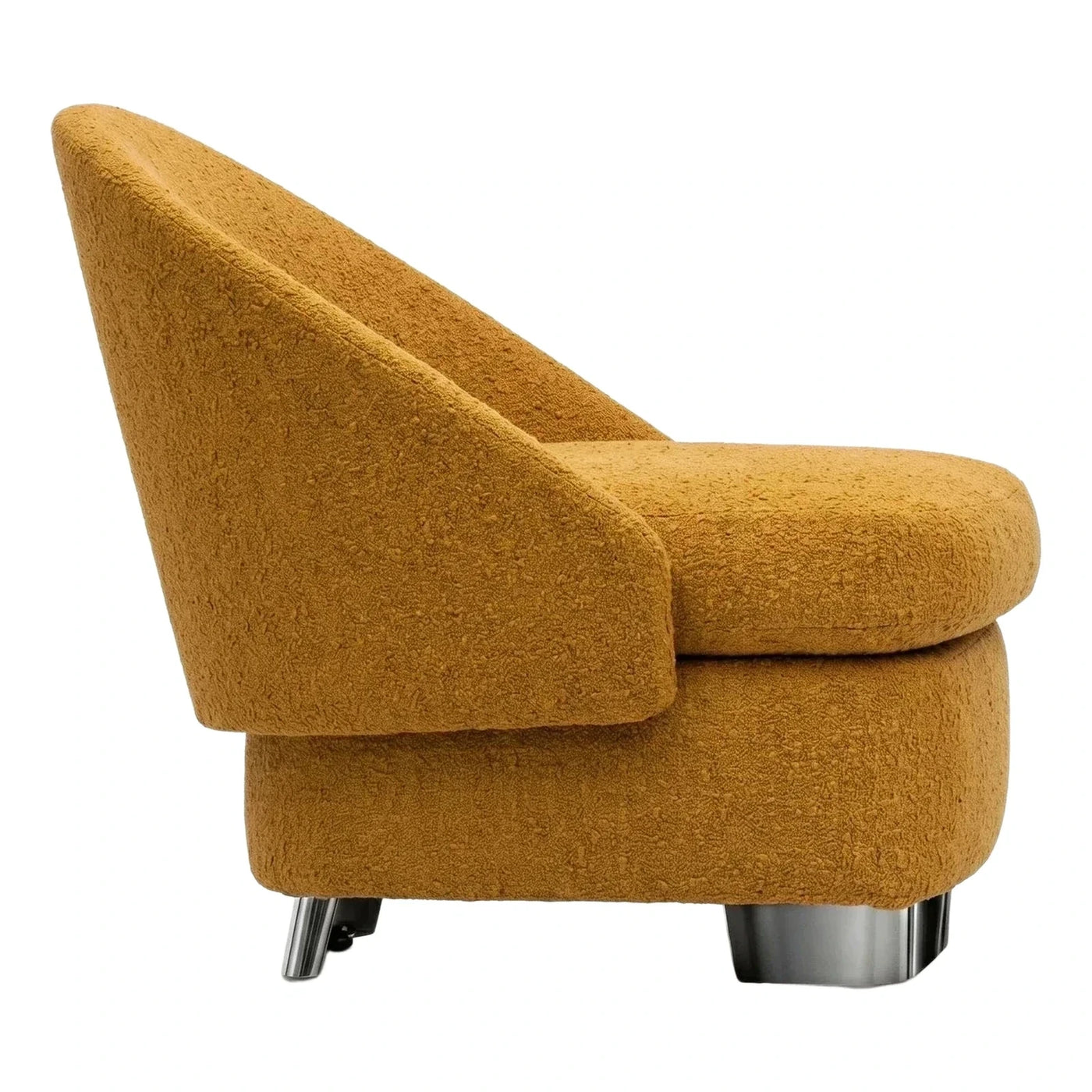 Modern Mustard Boucle Armchair with Chrome Legs