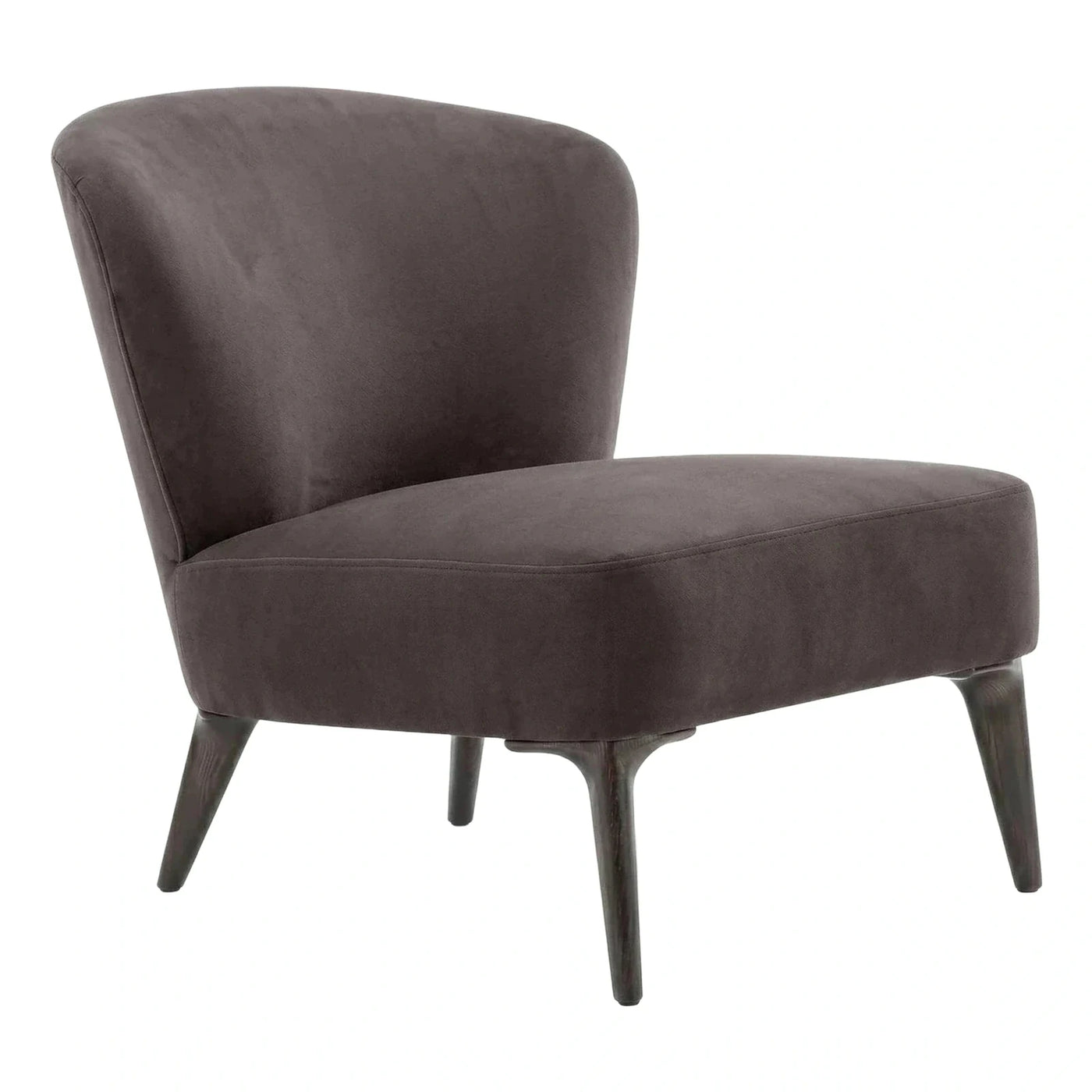 Modern Dark Grey Velvet Lounge Chair Wood Legs