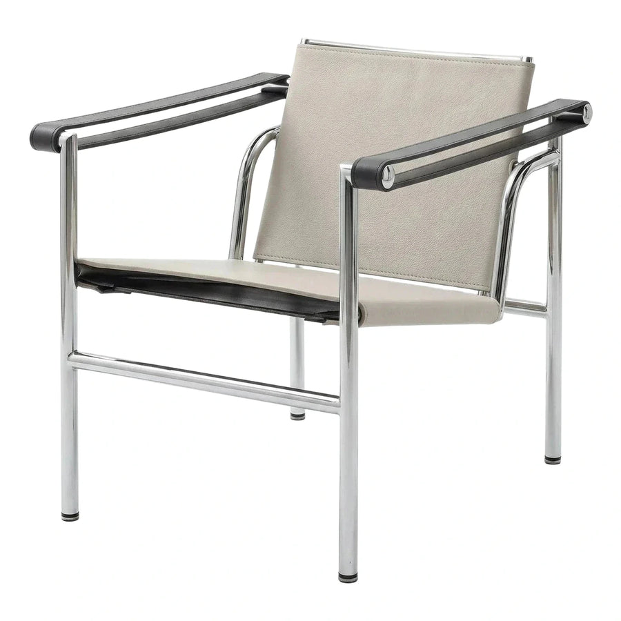 Modern Chrome Tubular Steel Leather Armchair