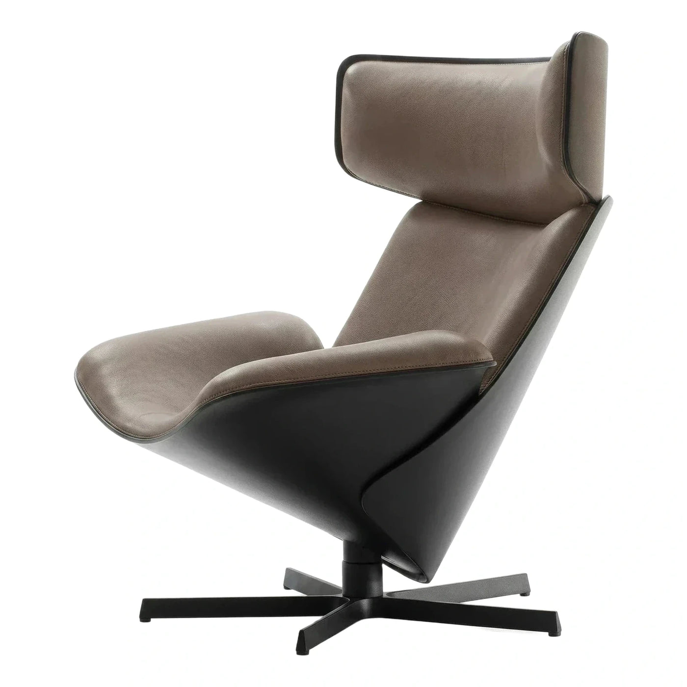 Modern High Back Leather Swivel Lounge Chair
