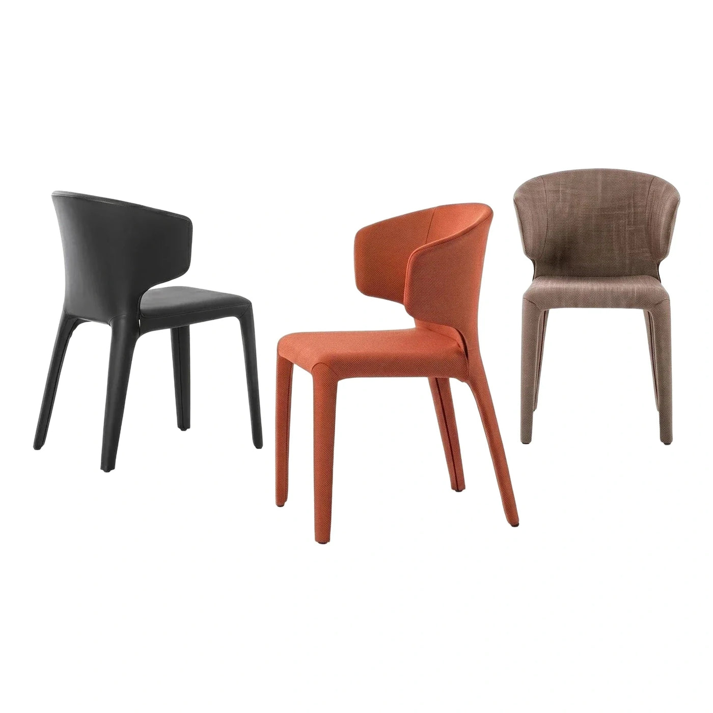 Modern Upholstered Dining Side Chair with Curved Back