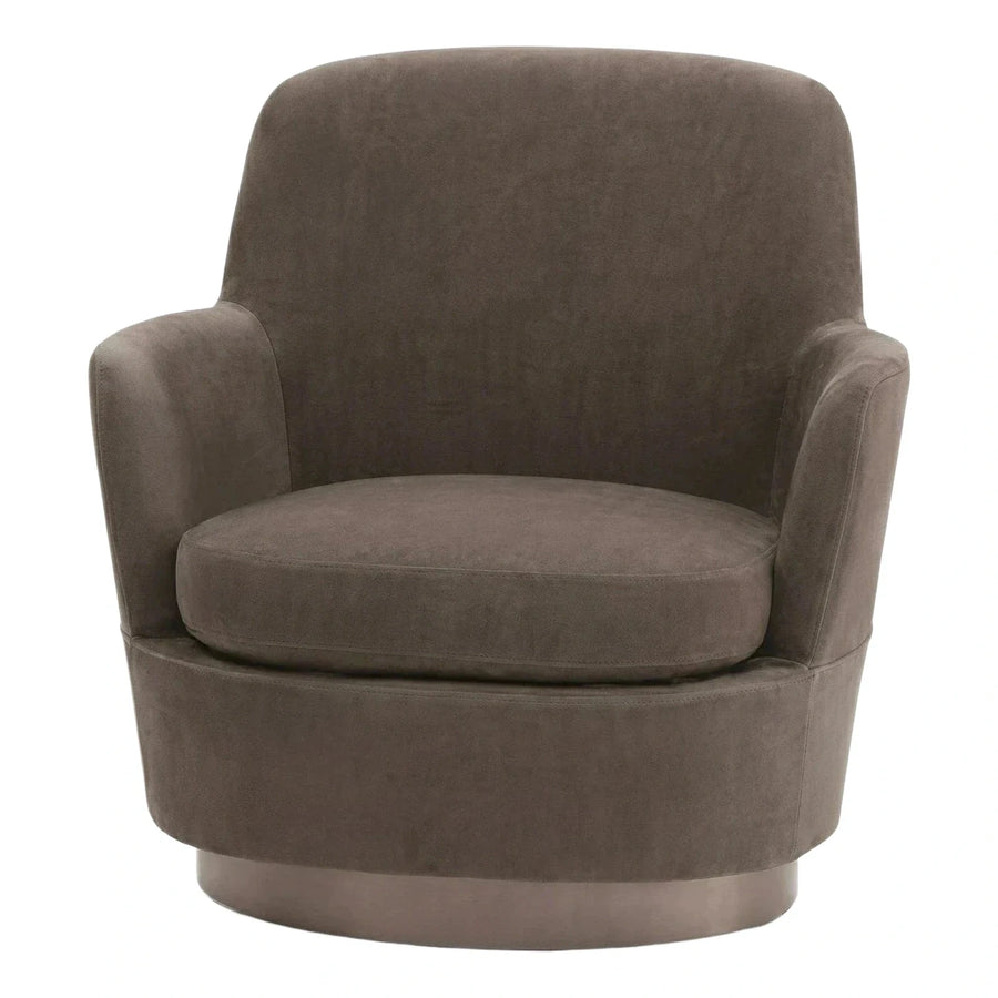 Modern Taupe Fabric Swivel Accent Chair
