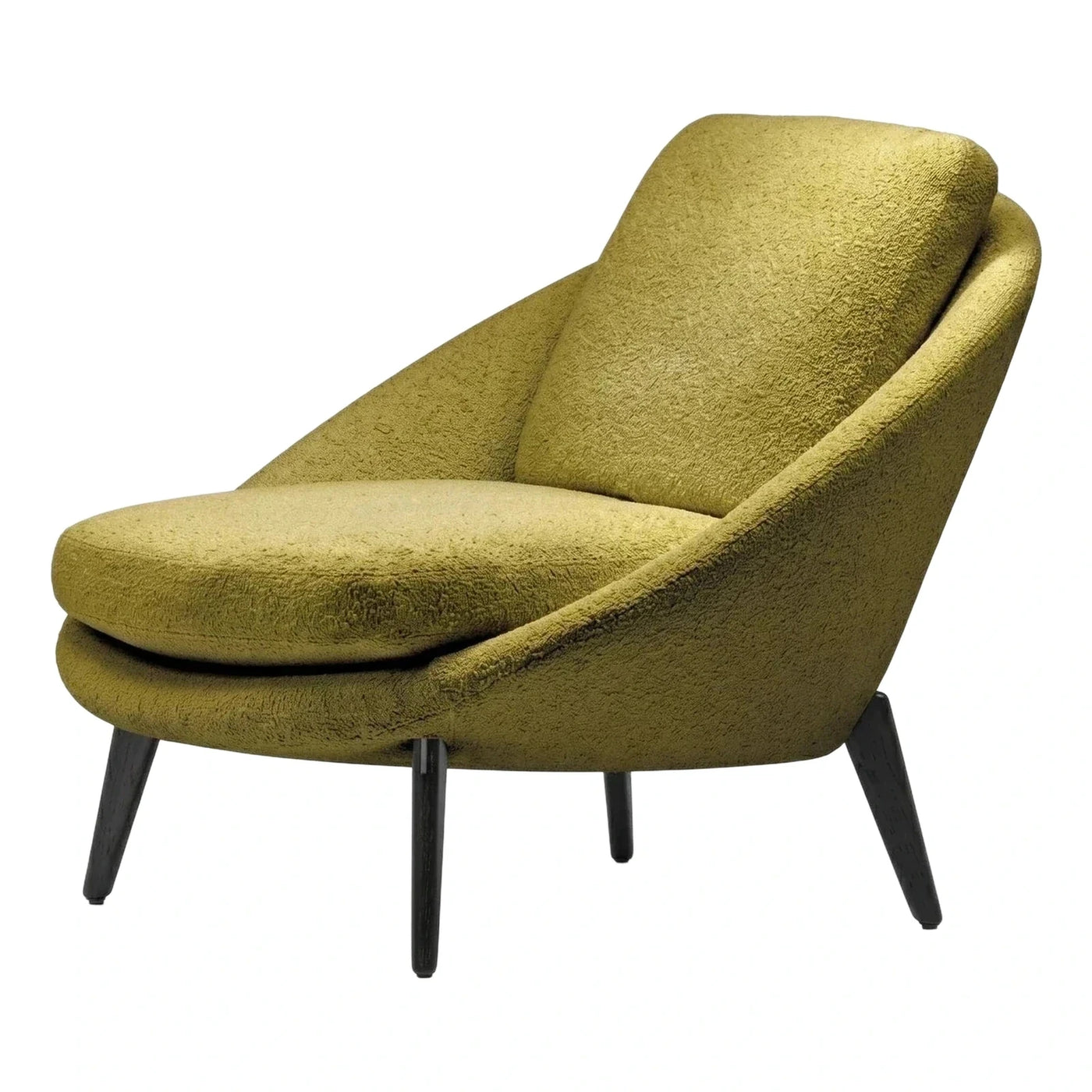 Green Boucle Lounge Chair with Tapered Wood Legs