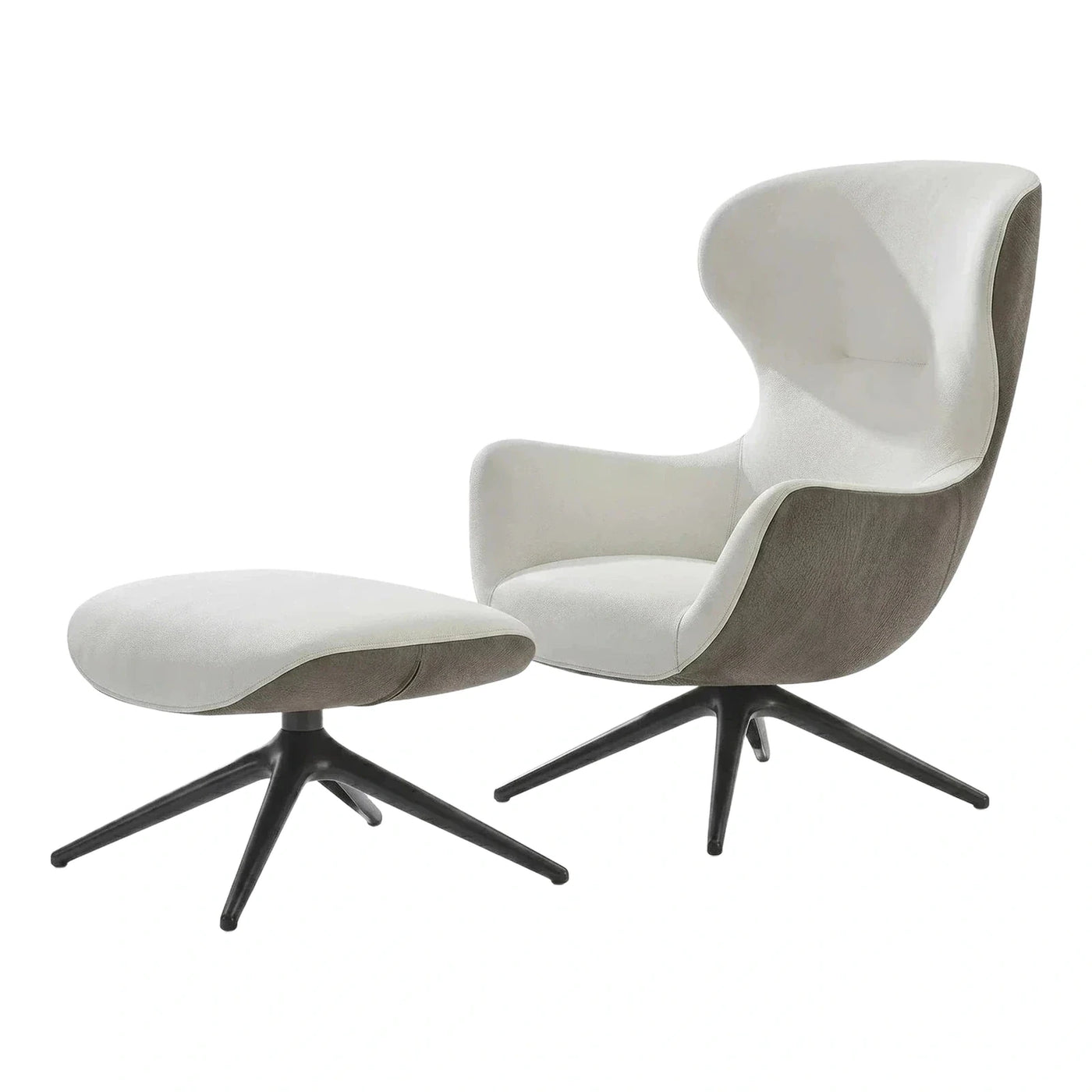 Modern Two-Tone Leather Lounge Chair with Ottoman