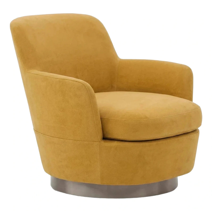 Modern Mustard Fabric Swivel Accent Armchair