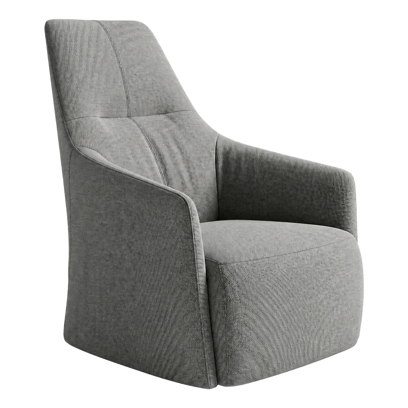 Modern Grey Textured Fabric High Back Armchair
