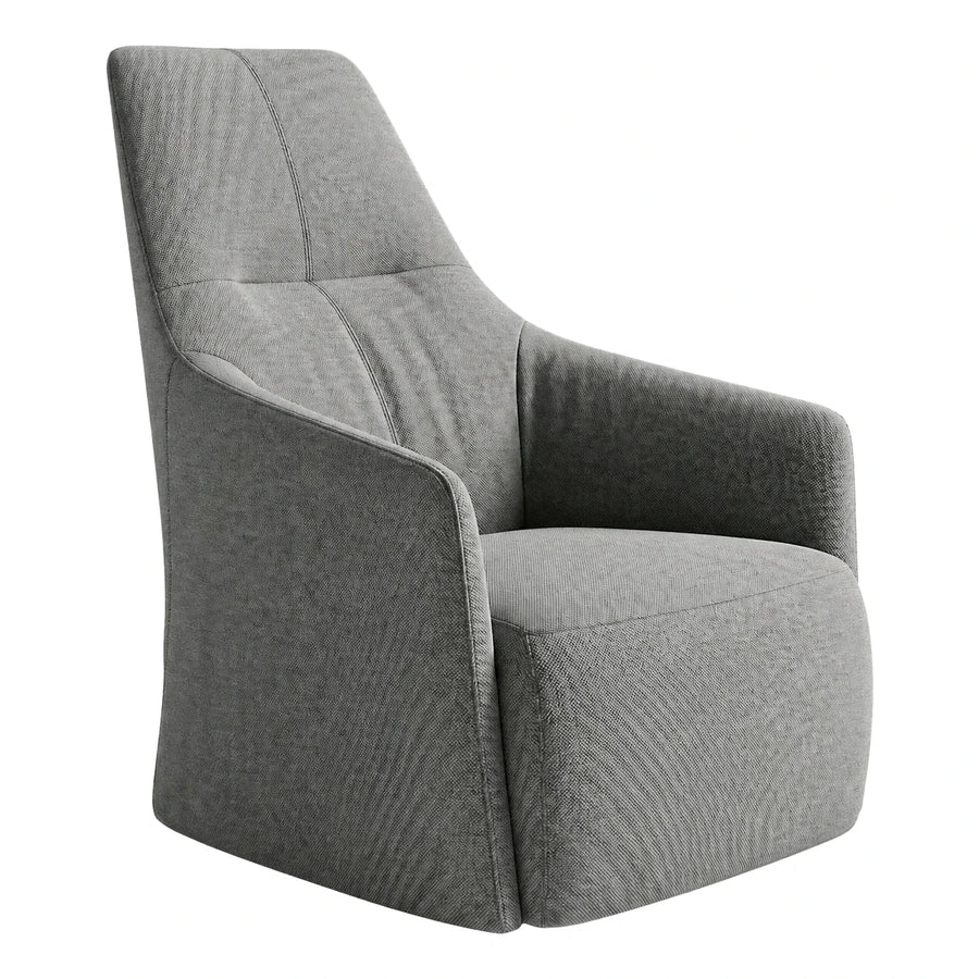 Modern Grey Textured Fabric High Back Armchair