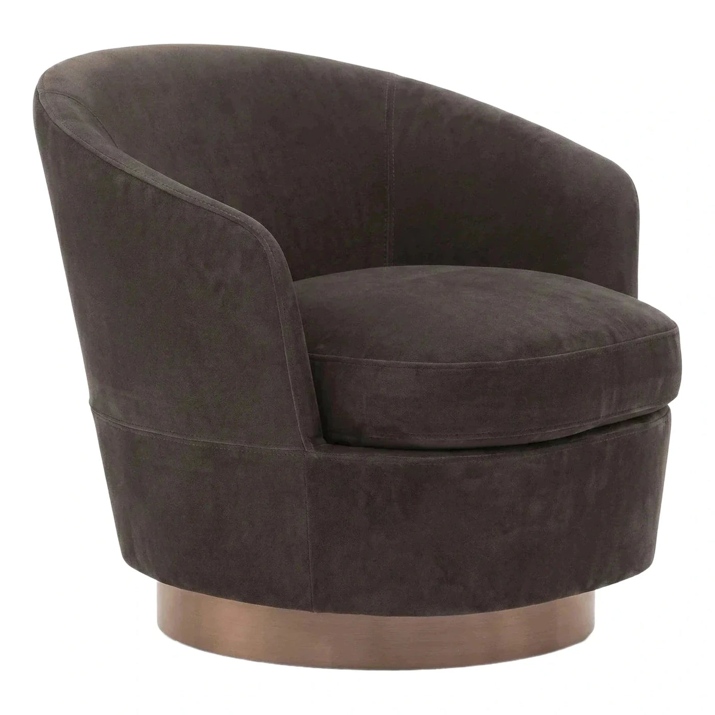 Modern Dark Brown Fabric Swivel Lounge Chair