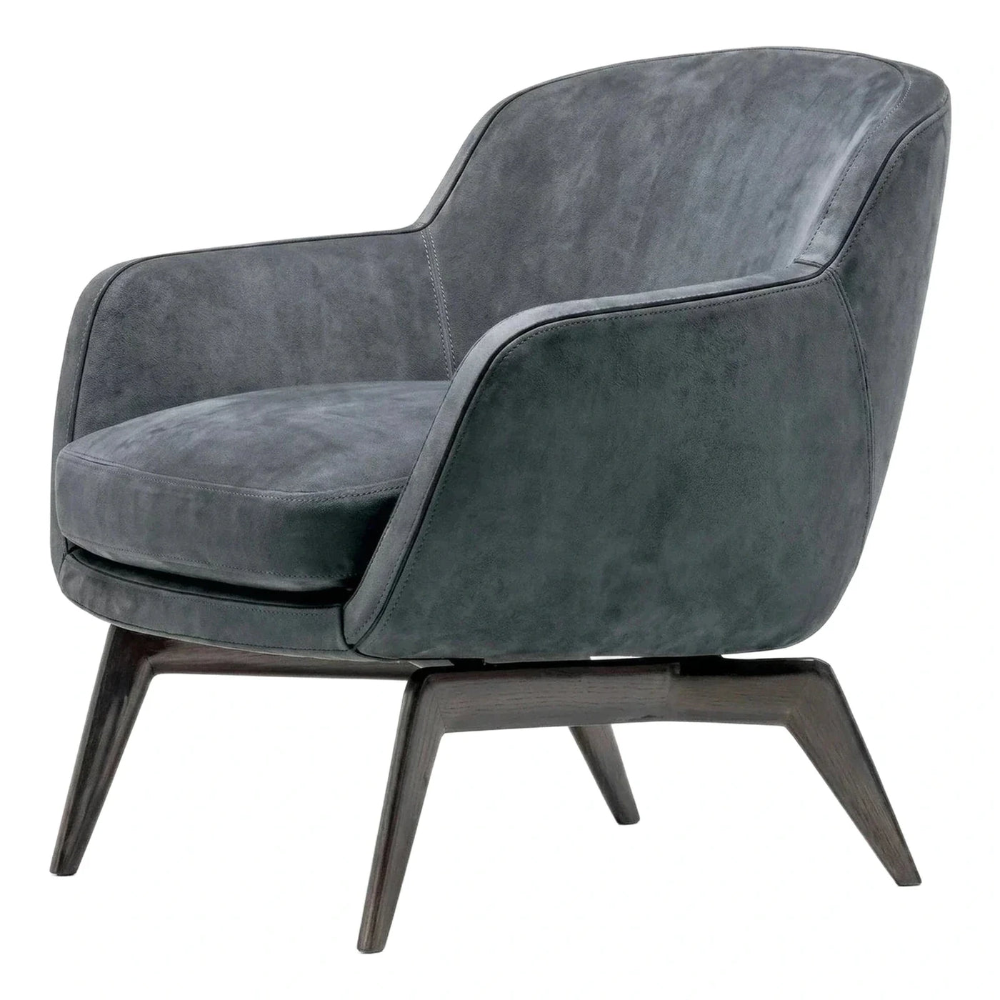 Modern Grey Upholstered Lounge Chair with Wood Legs