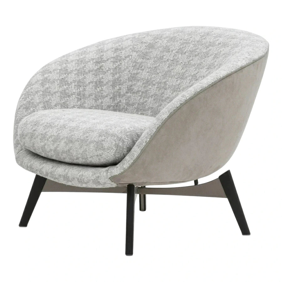 Contemporary Grey Textured Lounge Chair with Dark Wood Legs