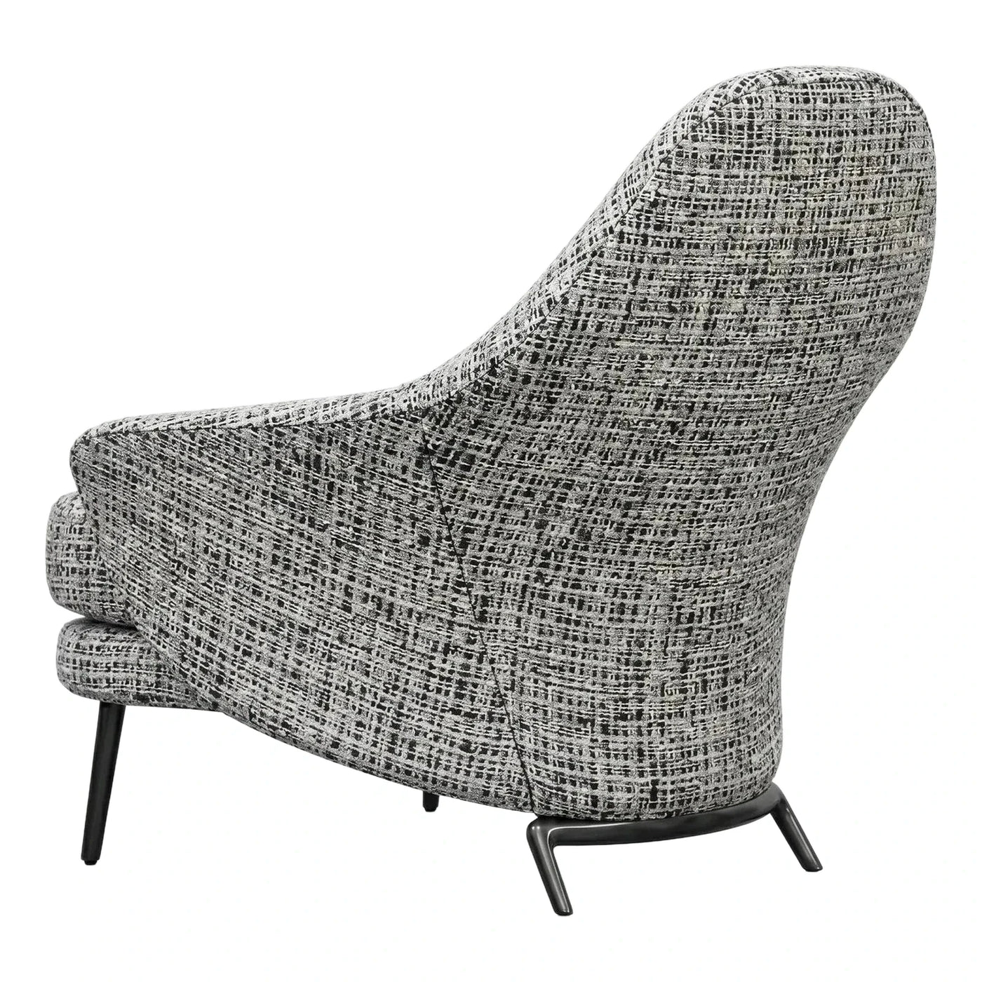 Grey Textured Fabric Modern High Back Lounge Chair