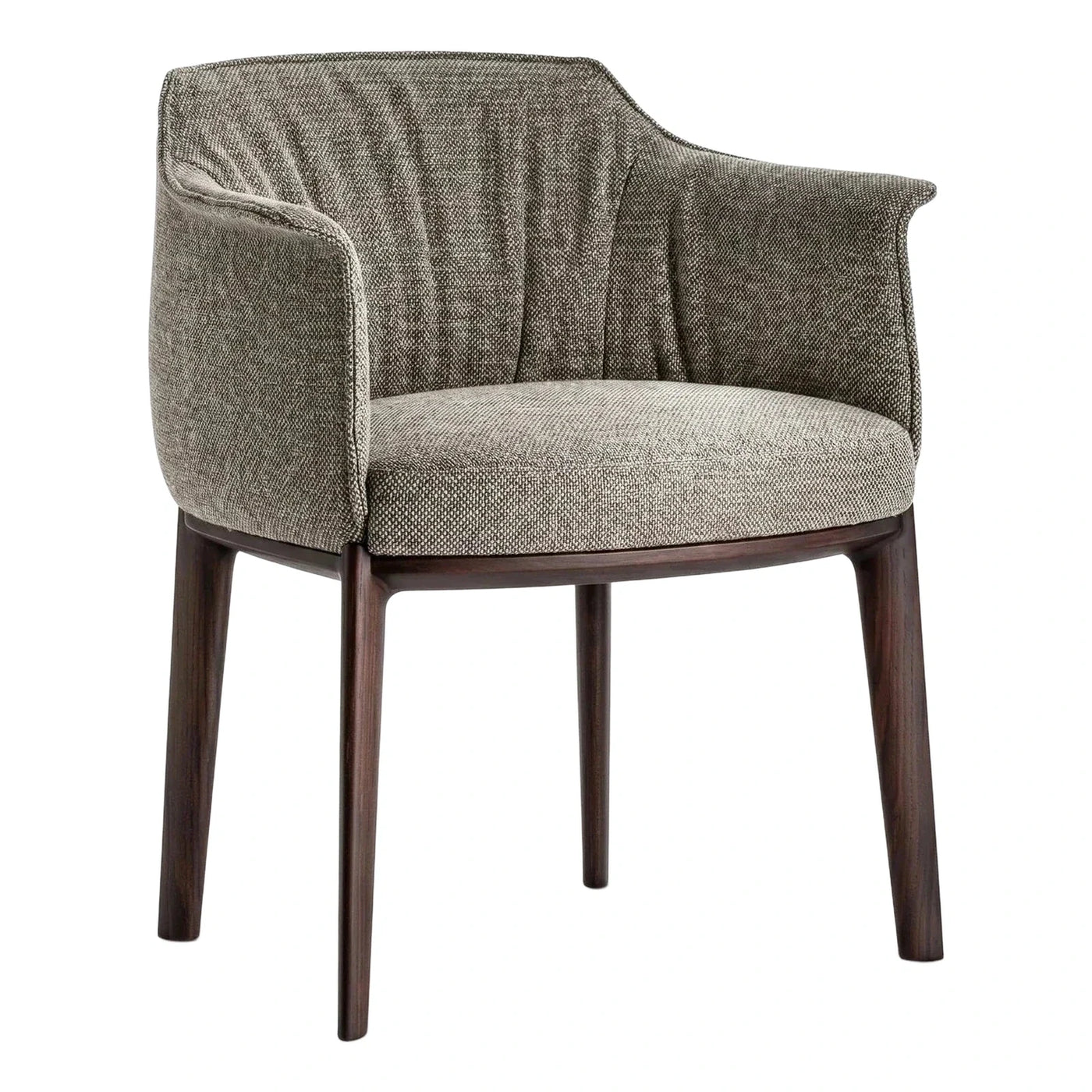 Modern Textured Fabric Armchair with Dark Wood Legs