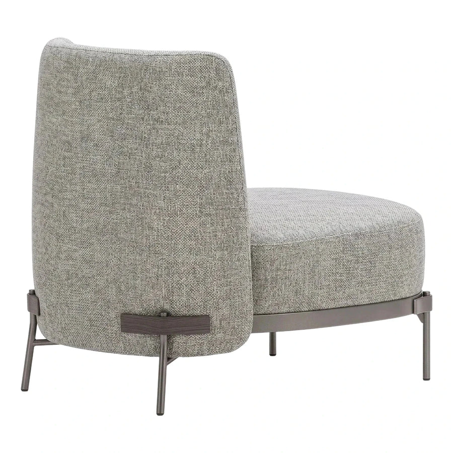 Modern Grey Textured Lounge Chair Metal Base