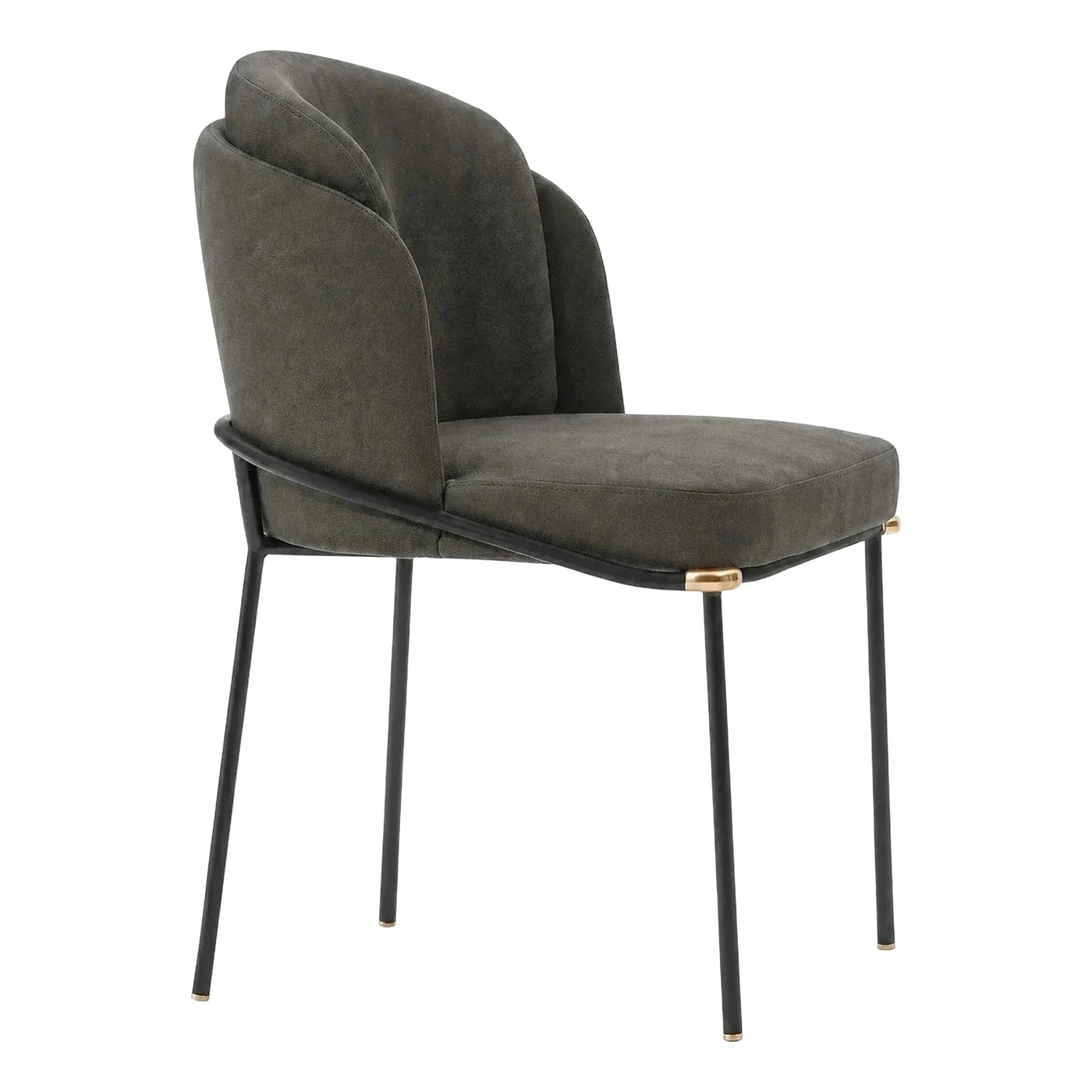 Modern Grey Fabric Dining Chair with Gold Accents