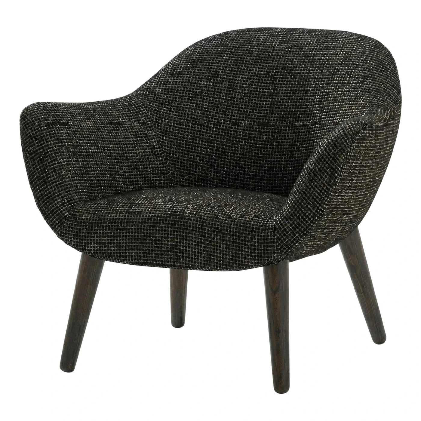 Modern Dark Textured Fabric Lounge Chair with Wood Legs