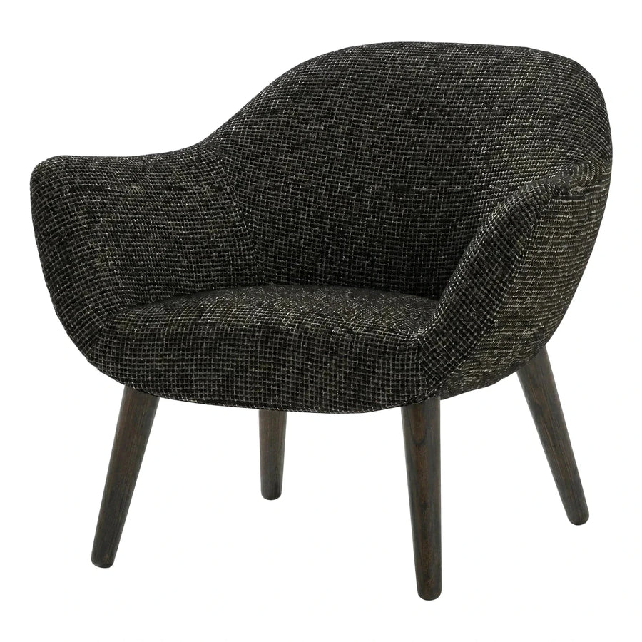 Modern Dark Textured Fabric Lounge Chair with Wood Legs