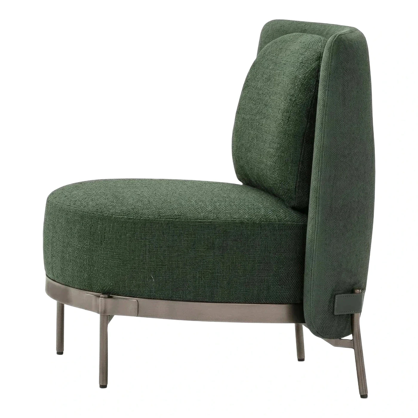 Modern Green Textured Lounge Chair with Metal Base