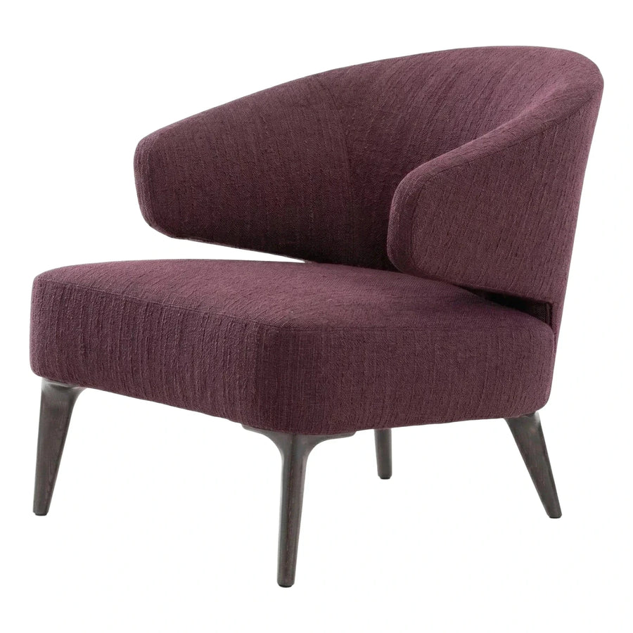 Modern Purple Fabric Lounge Chair with Tapered Wood Legs