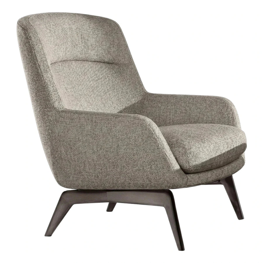 Modern Grey Fabric Lounge Chair with Wood Legs