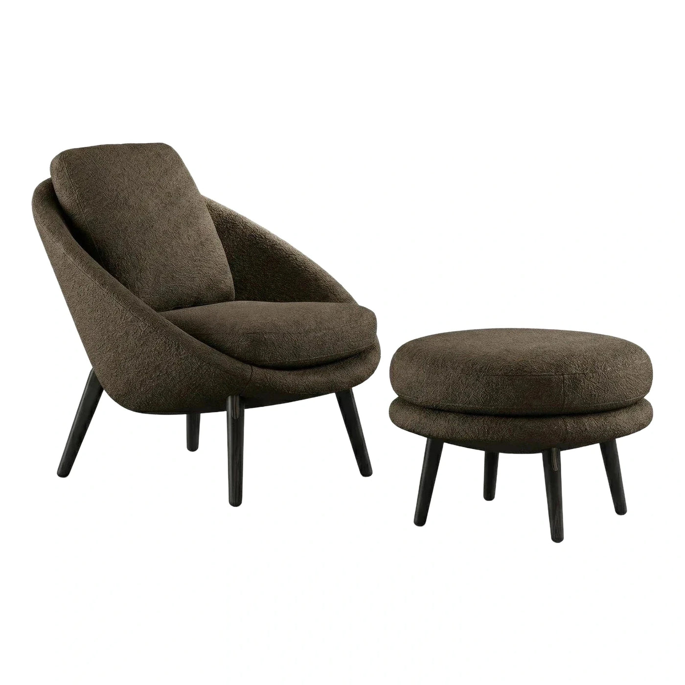 Modern Dark Brown Lounge Chair and Ottoman Set