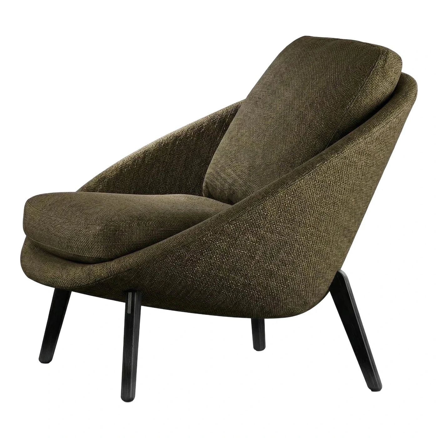 Modern Olive Green Textured Fabric Lounge Chair