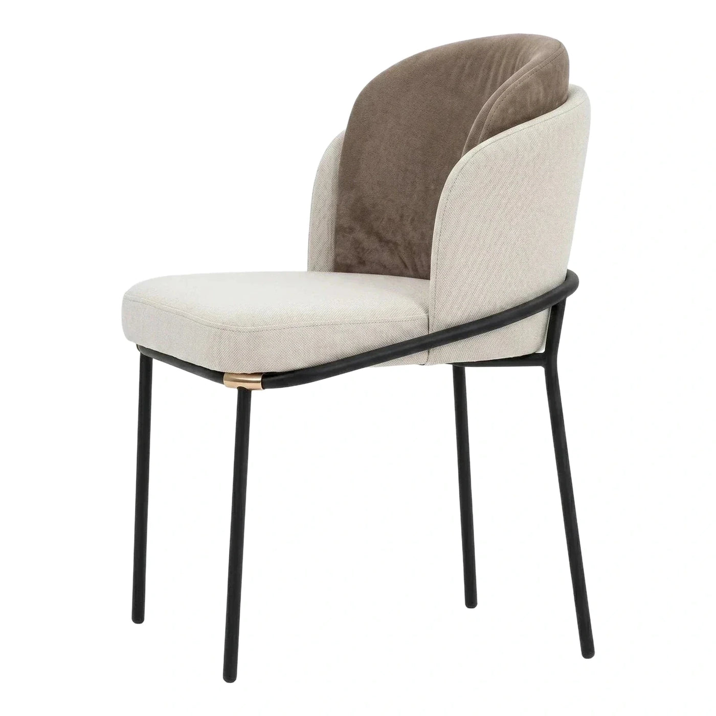 Modern Two-Tone Upholstered Dining Chair with Gold Detail