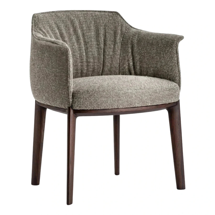 Modern Textured Grey Fabric Armchair with Wood Legs