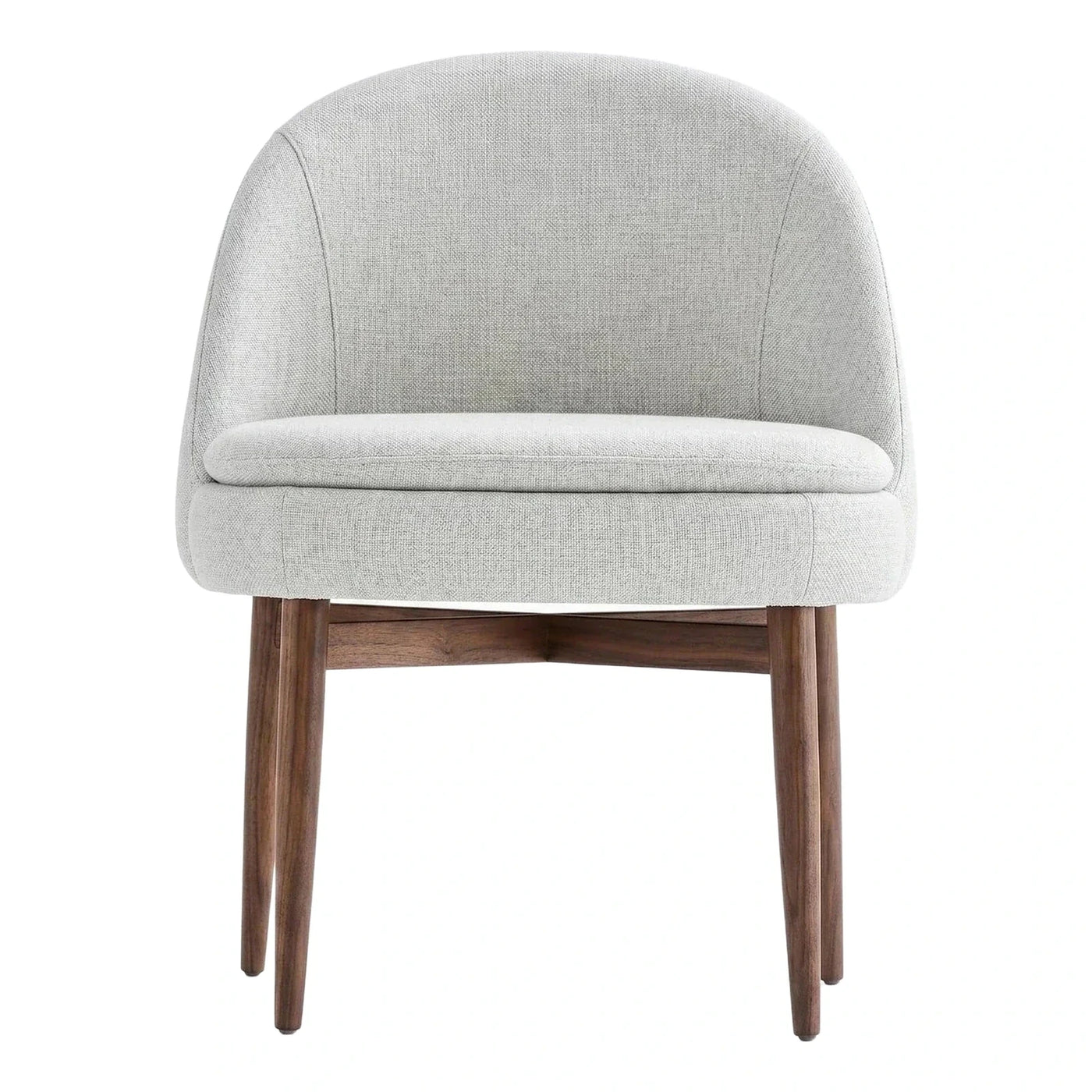 Light Grey Textured Fabric Armchair with Dark Wood Legs